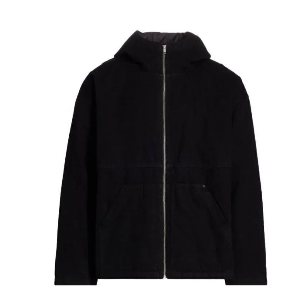 FRAME O-Hoodie Denim Jacket in Black NWT Size Large